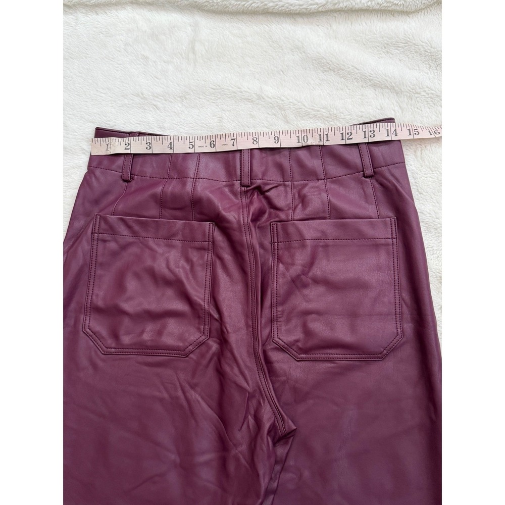 Maeve Anthropologie Colette Cropped Faux Leather Wide Leg Pants Burgundy Plum 28 - Picture 11 of 12